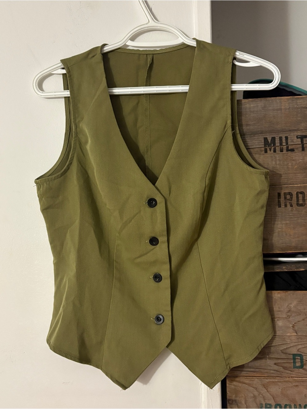 Olive Green Button-Front Vest Size Small
